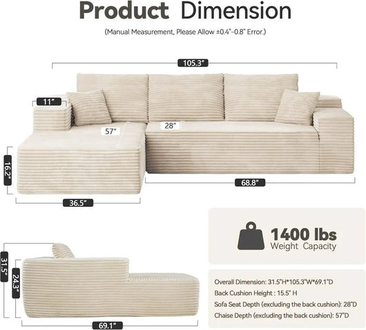 AUREN BONELESS CLOUD COUCH "NINE"